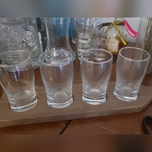 Clear Glass Shot Glass Set with Wooden Tray